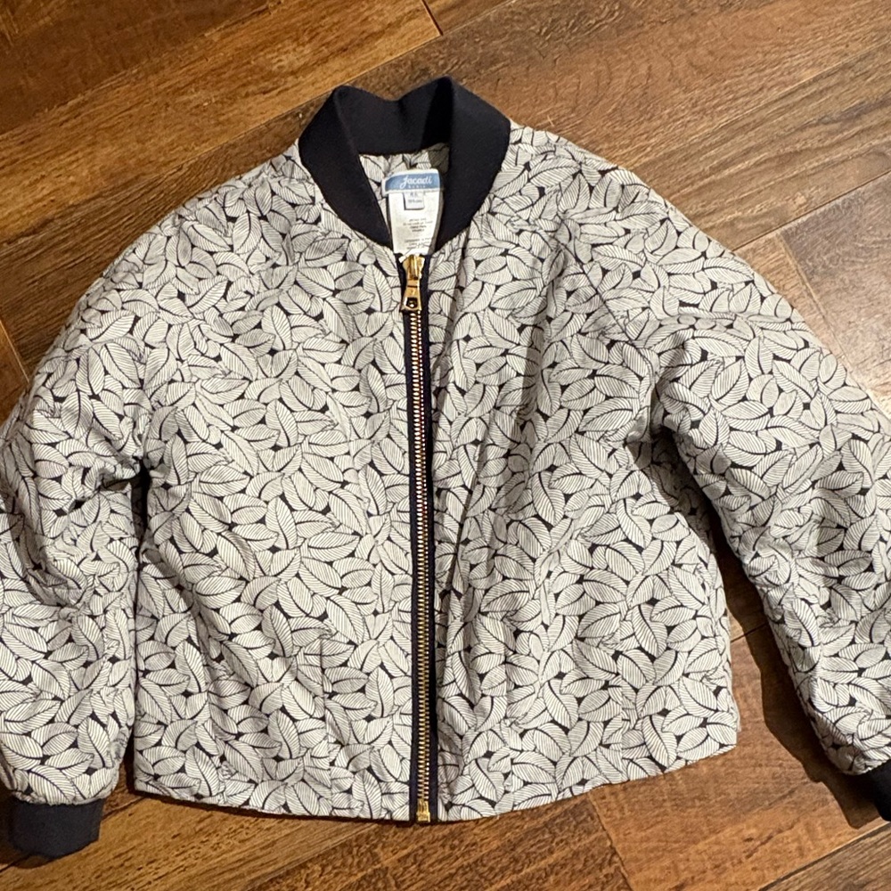 Jacadi Leaf Pattern Jacket in Navy and White